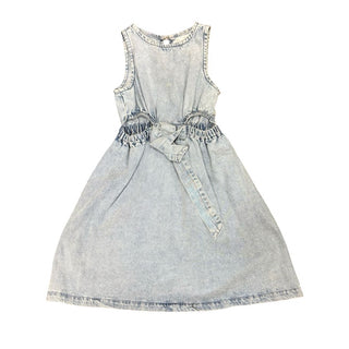 Zara Denim Tank Top Dress with Side Cut Outs and Bow Belt, 9 years