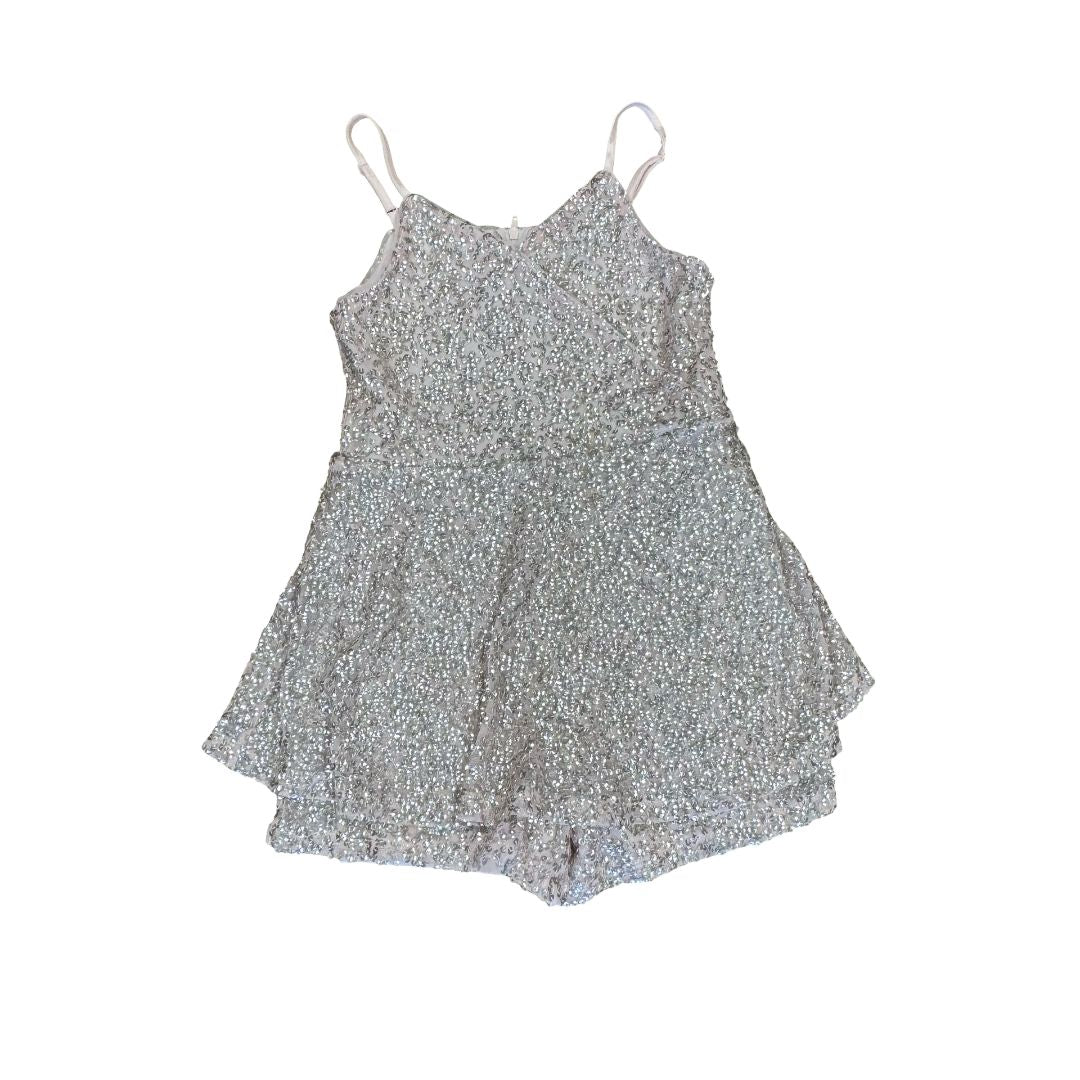 Zunie Light Pink Spaghetti Strap Dress with Silver Sequins, 7 years