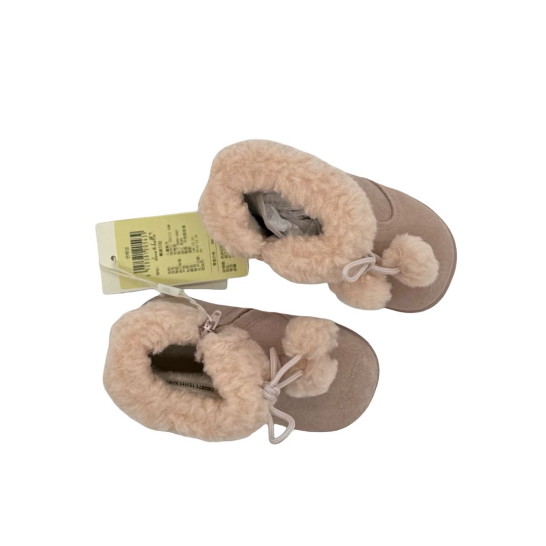 Dave & Bella Pink Sued with Faux Fur Lining and Cuff and Pink Ties Boots with Zipper, eu 22 little kid