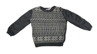 Bonpoint Jacquard Knit Sweater in Grey and Cream, 12 months