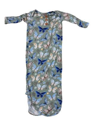 Posh Peanut Green Sleep Gown with Butterfly Pattern, 0-3 months