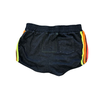 Aviator Nation Black Shorts with 5 Neon Stripes, Medium