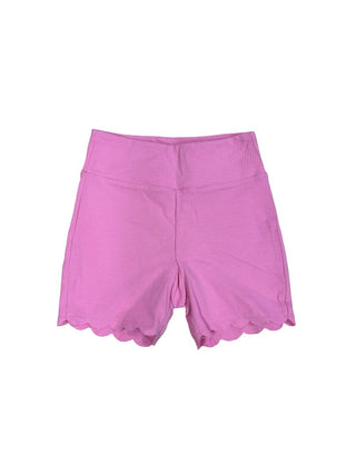 Marisya Pink shorts with scallopped hem, stretchy, XS