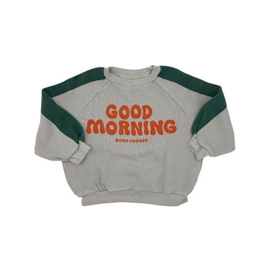 Bobo Choses grey Good Morning sweatshirt, 4-5 years