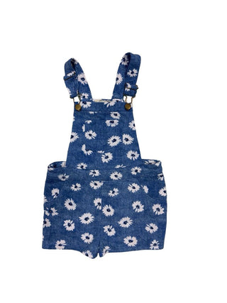 Between Blue Flower Print Overall Romper, 6 years