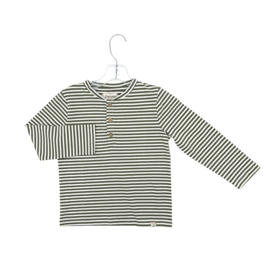 Me & Henry White and Green Striped Long Sleeve Quarter Buttons New with Tags, 3-4 years