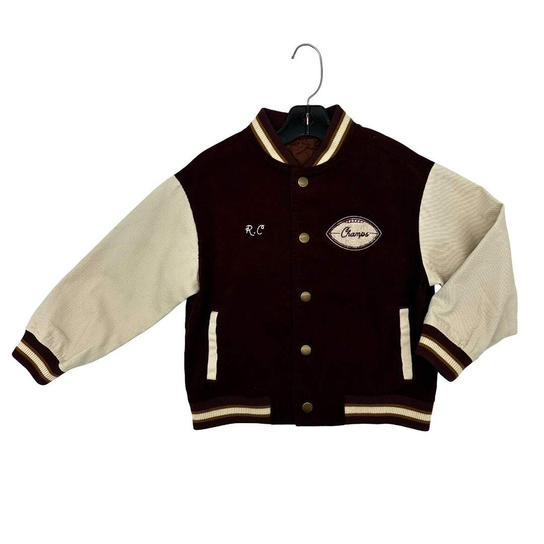 Rylee + Cru Varsity jacket burgundy new with tags sample, 4-5 years
