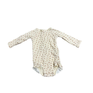 Quincy Mae Cream Bathing Suit with Flowers, 3-6 months
