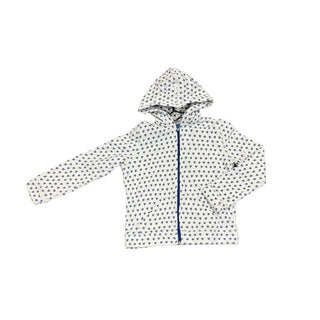 Roller Rabbit White Zip Up Sweatshirt with Blue Hearts, 10 years