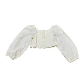 Zara White Eyelet Off the Shoulder Cropped Shirt, 10 years