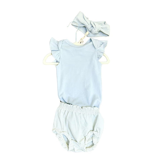 Quincy Mae Flutter sleeve bodysuit with knotted headband new with tags, 3-6 months