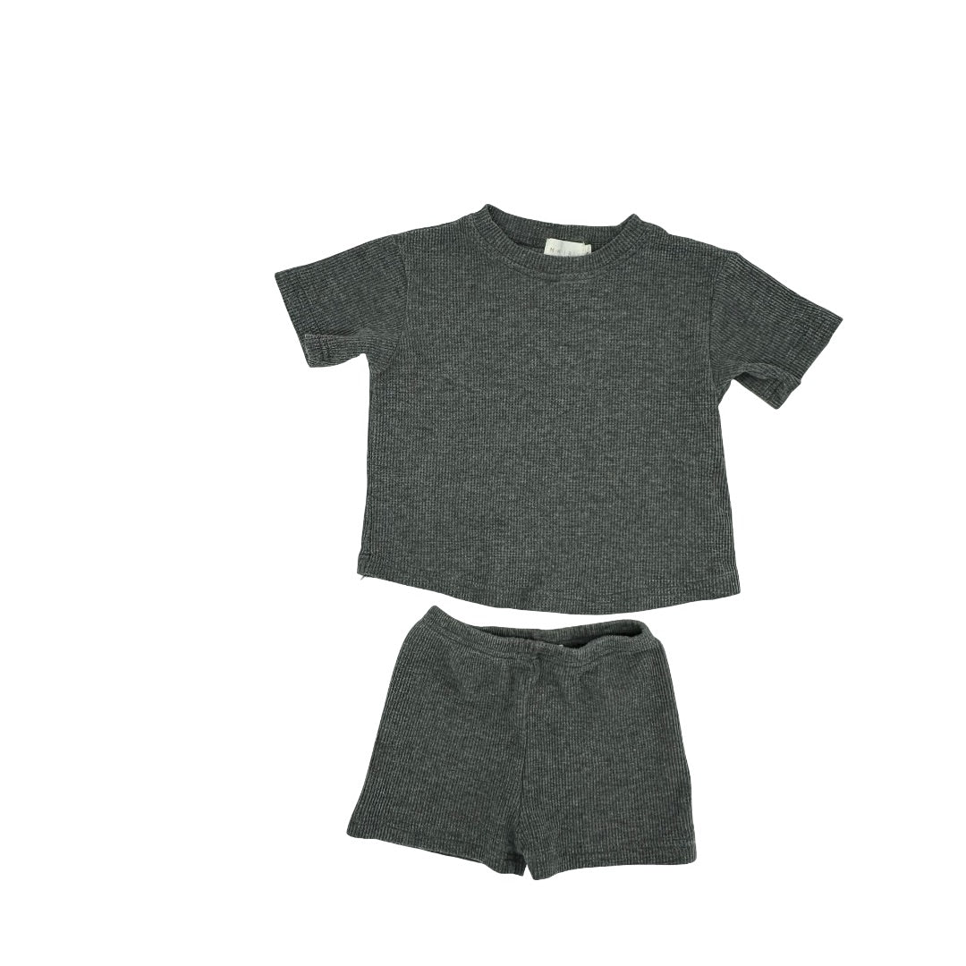 Mikki Rae Charcoal grey waffle set, 3 years