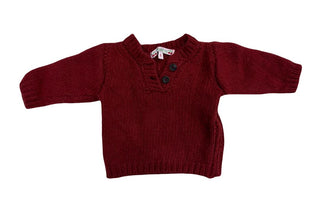 Bonpoint Red Henley Knit Sweater, 6 months