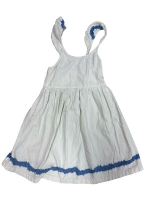 Zara White trapeze dress swing style with blue ombre at the bottom, 6 years