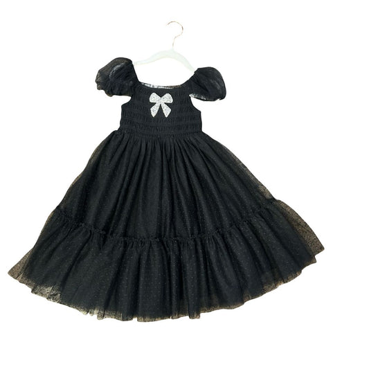 Noralee Sample  Black Tulle Dress Silver Bow, 2/3