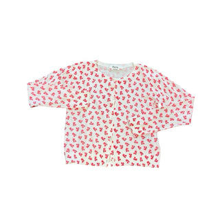 Bonpoint White Cotton Cardigan with Red Floral Print, 8 years