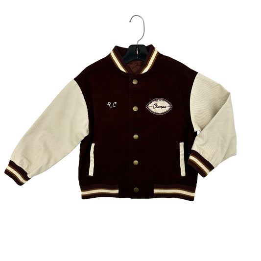 Rylee + Cru Varsity jacket burgundy new with tags sample, 4-5 years