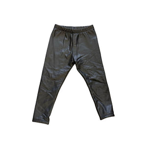 Zara Black Faux Leather Leggings with Scuff near Knees, 2-3 years