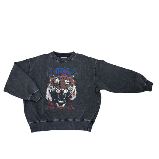 Anine Bing Distressed Black Crewneck Sweater, medium