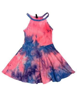 No name Pink, Blue and Purple Tie-Dye Ribbed Dress, 4 years