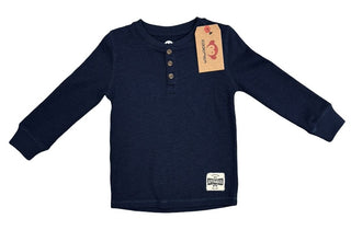 Appaman Navy Blue Waffle Knit Henley Longsleeve, 3 years