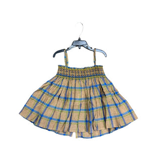 Bonpoint Flowy Brown Tank Top with Plaid Design, 8 years