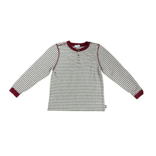 Splendid Grey and White Striped Long Sleeve with Burgundy, 6 years