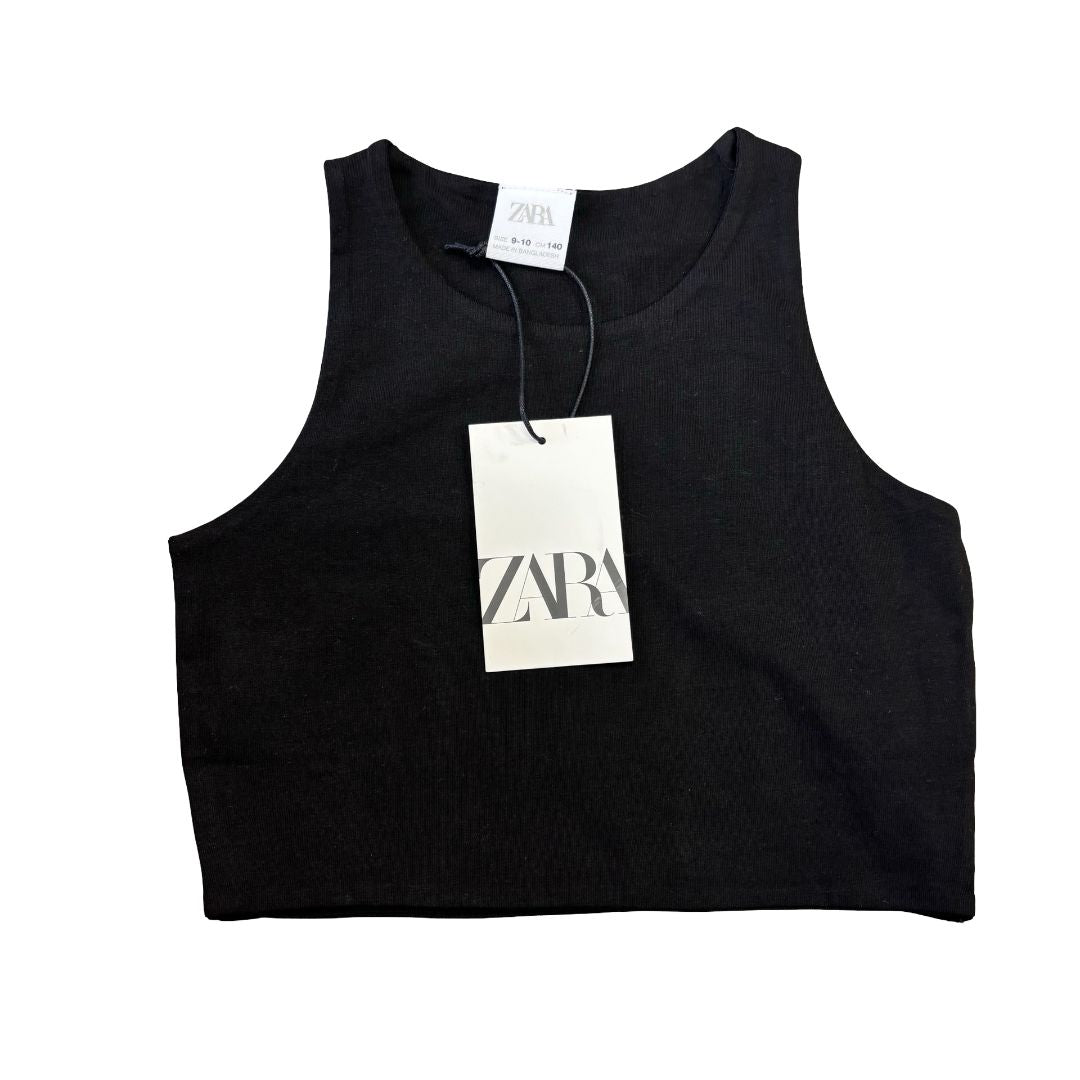 Zara new w/tags black crop tank top, 9-10 years