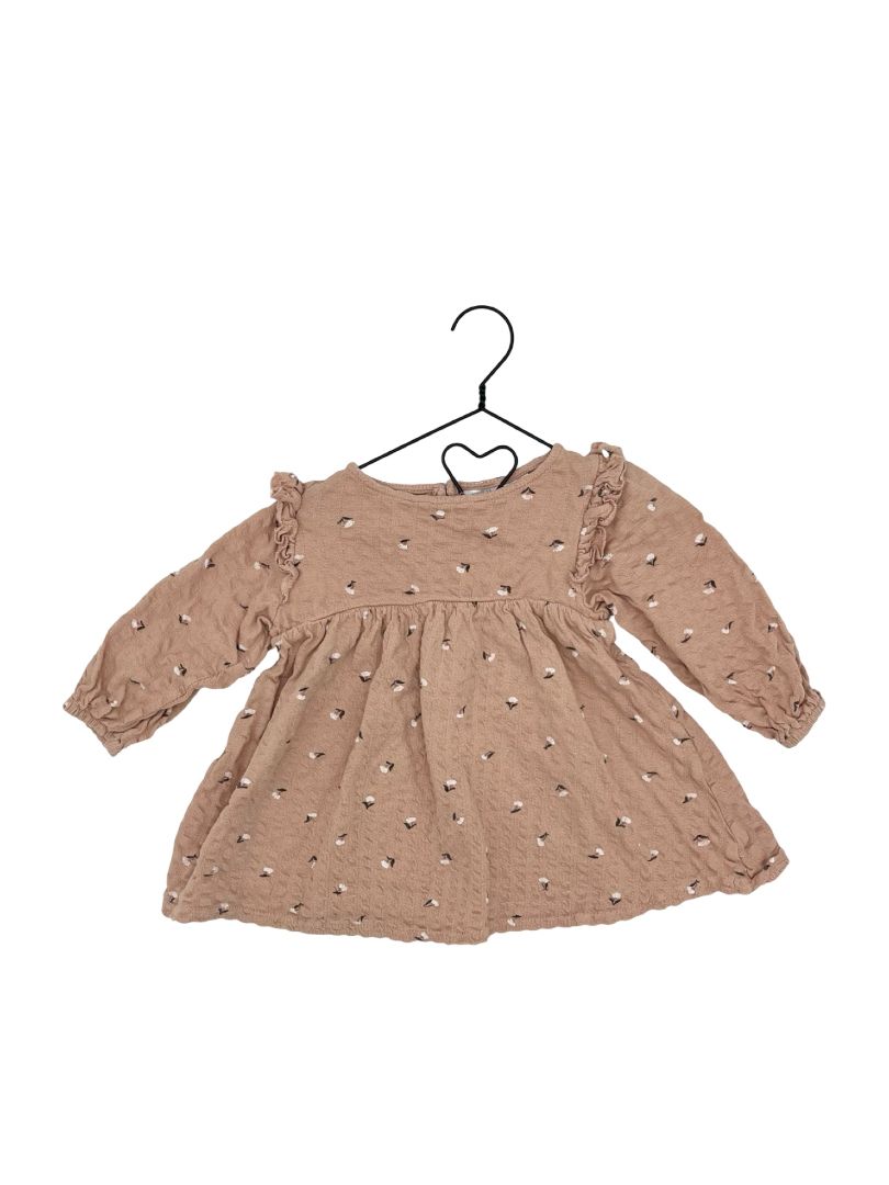 Zara pink dress w/flowers, 18-24 months