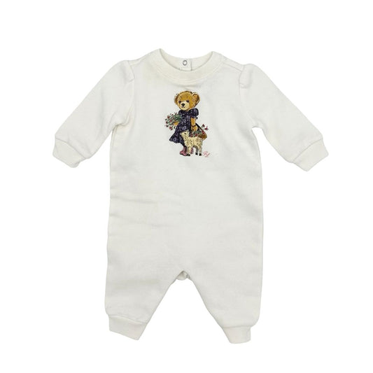 Ralph Lauren cream bear play suit, 3 months