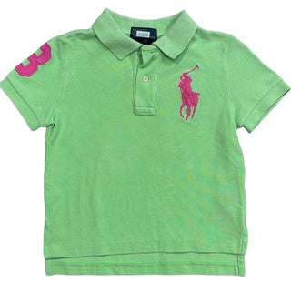 Polo Ralph Lauren Lime Green Polo with Pink Logo and Embroidery, 2 years