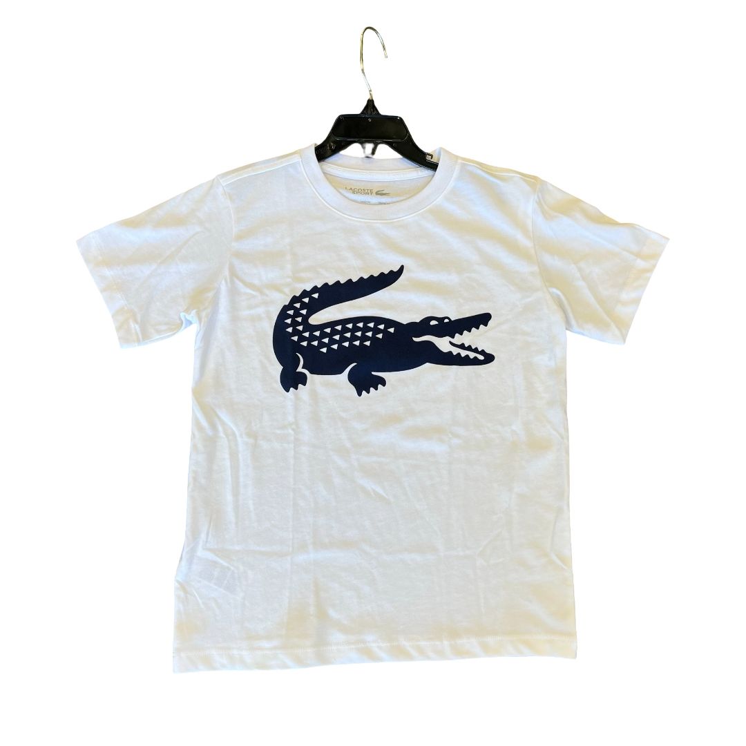 Lacoste white w/navy alligator tshirt, 10 years