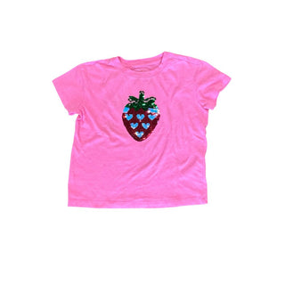 Cat & Jack Pink T-Shirt with Strawberry Flip Sequins, 6-7 years