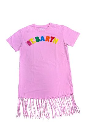 Mc2 Saint Barth Pink T-Shirt Dress with St. Barth Logo, 10 years