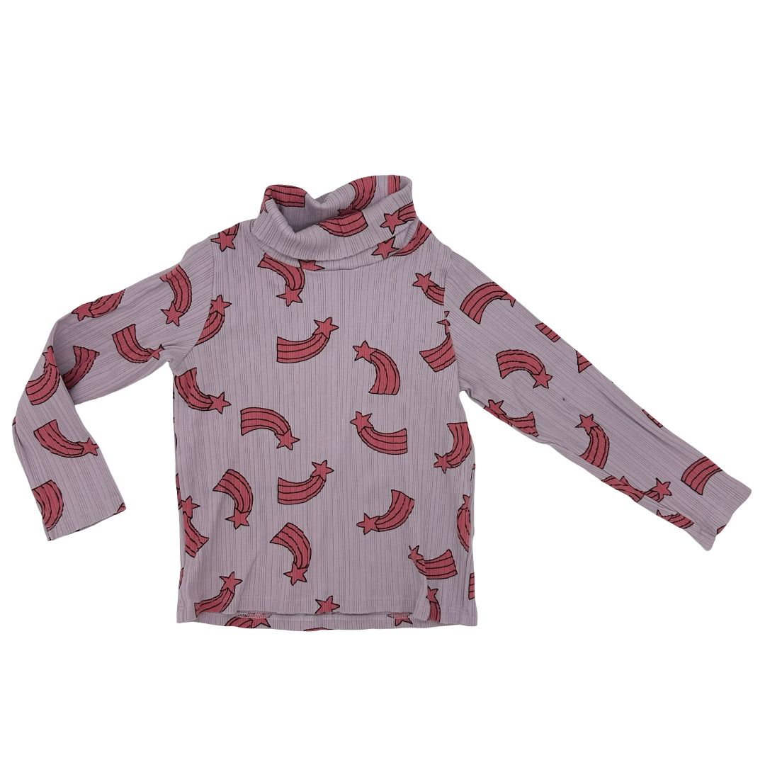 Mini Rodini pink shooting star turtleneck, 6-7 years