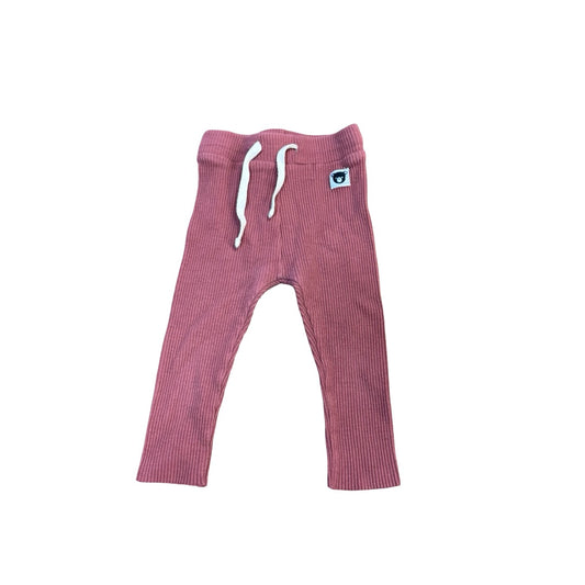 Hux Dark pink ribbed leggings, 12-18 months