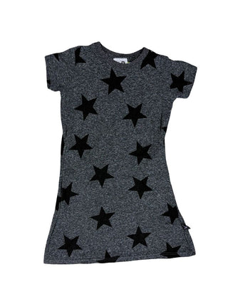 Nununu Grey and Black Star Pattern Dress with Pockets, 6-7 years