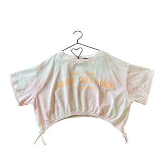Zara Pink Tie-Dye Cropped with Tied Bottom T-Shirt, 9 years