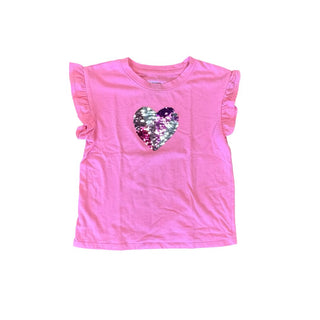 Cat & Jack Pink T-Shirt with Heart Flip Sequins, 6-7 years