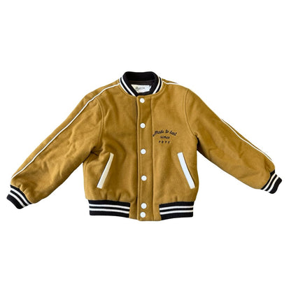 Bonpoint Mustard Letterman Jacket with Paris on the Back, 4 years