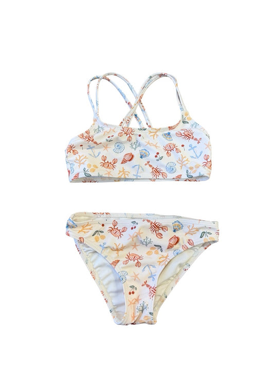 Rylee + Cru Marine life print bikini, 8-9 years