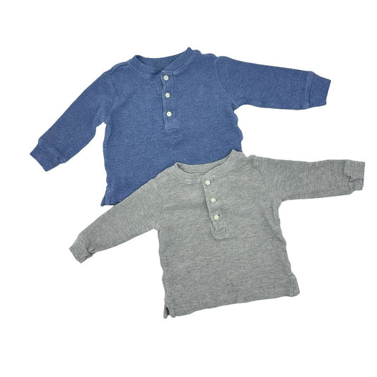 Ralph Lauren waffle henley shirt 2 pack bundle, 6 months