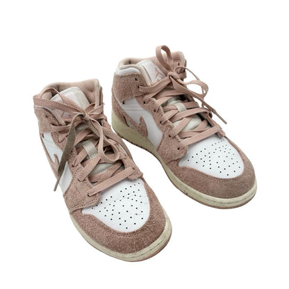 Nike pink suede/white Air Jordans , 4.5 big kid