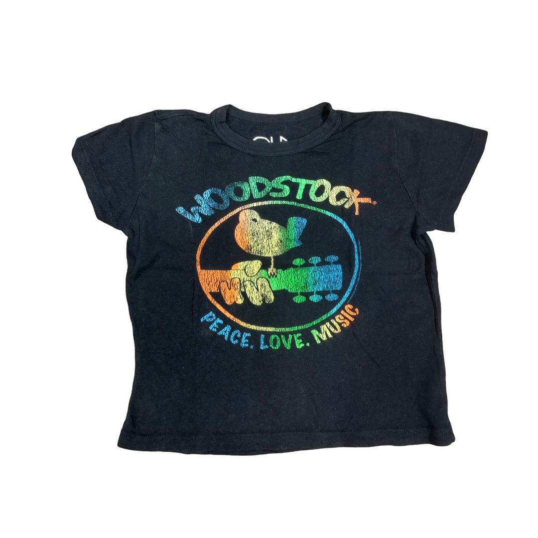 Chaser Black T-Shirt with Woodstock Graphic, 6 years