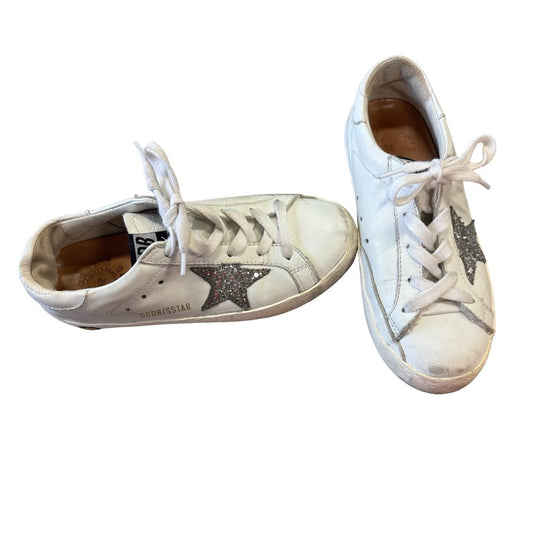 Golden Goose white leather w/sequin star, euro 32 big kid
