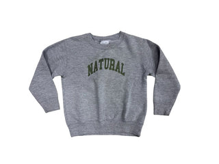 Museum of Peace and Quiet Grey Sweatshirt with NATURAL green graphic, 4 years