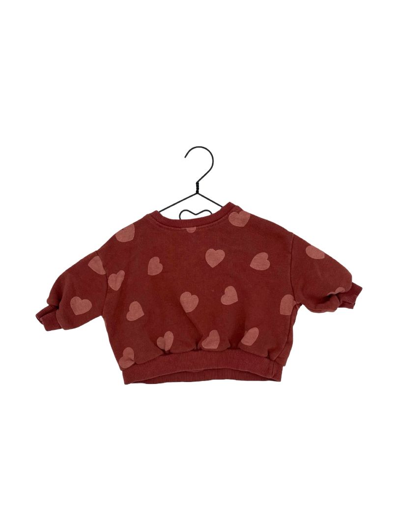 Zara pink heart sweatshirt, 3-6 months