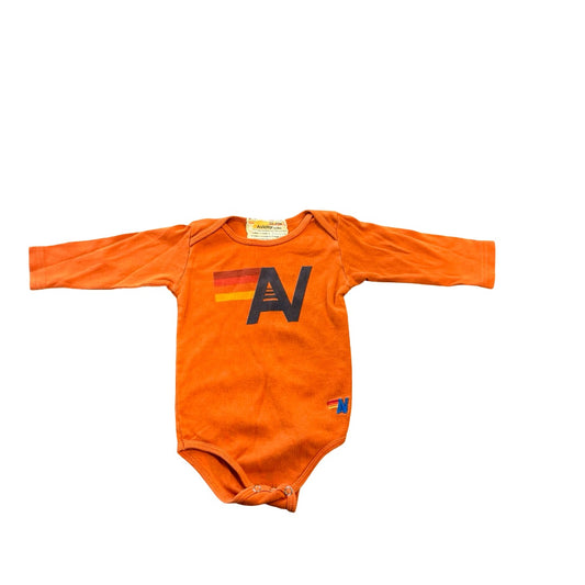 Aviator Nation Orange long sleeve onesie, 12-18 months