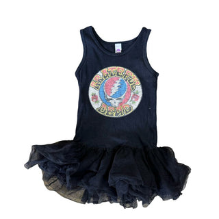 American Apparel Black Tank Grateful Dead Dress with Tulle Skirt, 6 years