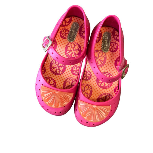 Mini Melissa pink w/orange slice mary janes, 9 little kid